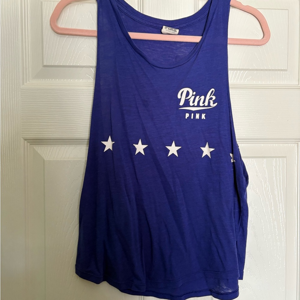 Victoria's Secret PINK Royal Blue Tank with White Stars
